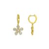 Diamond Flower Drop Earrings