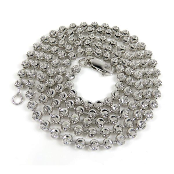 White Gold Diamond Cut Ball Chain - Image 2