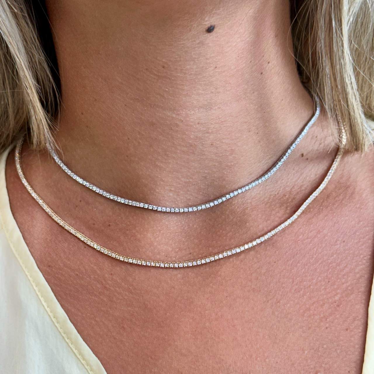 3.6 ct thin dainty tennis necklace - Image 2