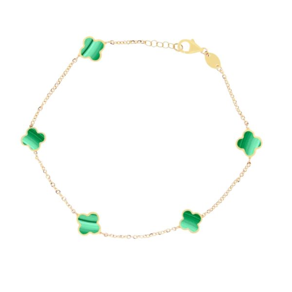 Small Malachite Clover Bracelet